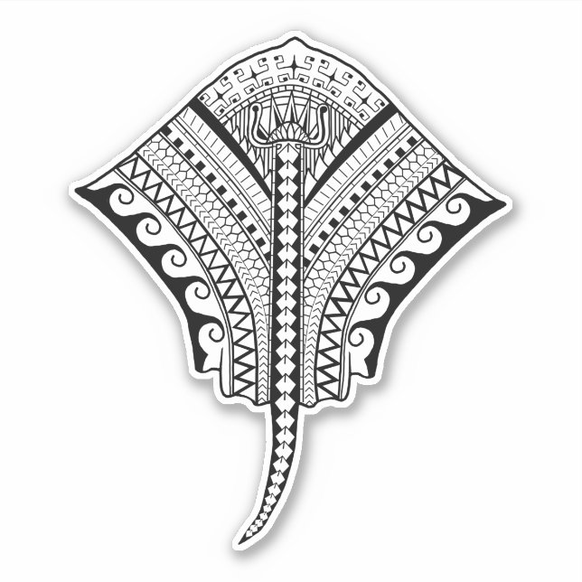 Sticker Black Tribal Stingray Manta Ray (Devant)