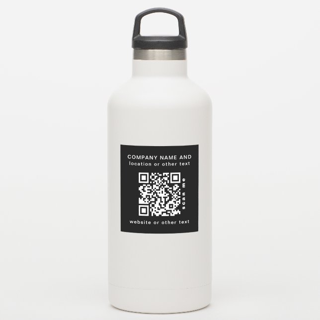 Sticker Black Vinyl carré Business Code QR Bouteille d'eau (Gourde)