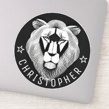 Black & White Cool Moderne Vieux Lion Nom personna