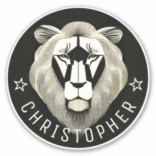 Sticker Black & White Cool Moderne Vieux Lion Nom personna