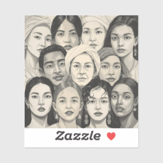 Sticker Black & White Paintings Celebrating Diversity 