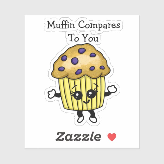 Sticker Blague de muffin aux myrtilles amusante, Muffin vo (Feuille)