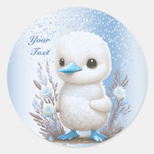 Sticker blanc bleu canard