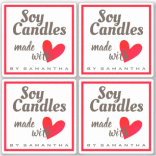 Sticker Blanc Brown fait avec amour Bougies de soja du Coe