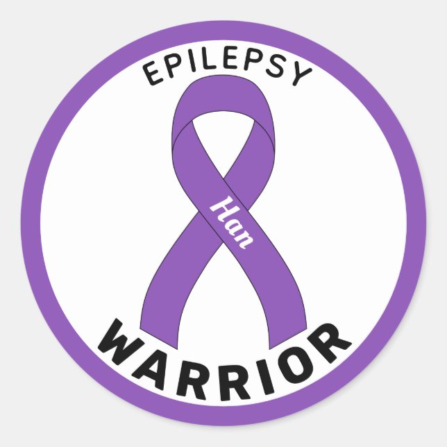 Sticker blanc rond Epilepsy Warriet Ribbon (Devant)