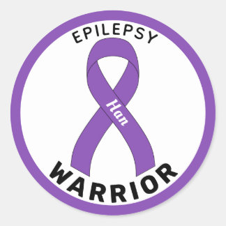 Sticker blanc rond Epilepsy Warriet Ribbon