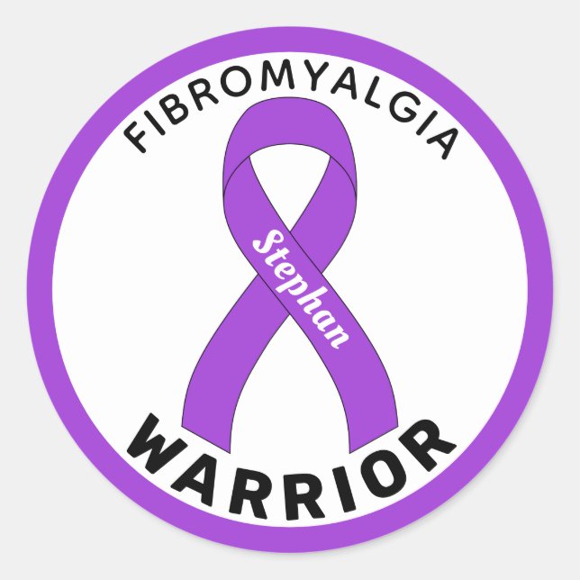 Sticker blanc rond Fibromyalgia Warria (Devant)