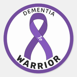 Sticker blanc rond pour Dementia Warrior