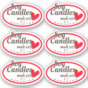 Sticker Blanc rouge fait avec amour Coeur produits auto-fa