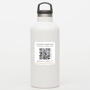 Sticker Blanc Vinyl carré Business QR code Bouteille d'eau