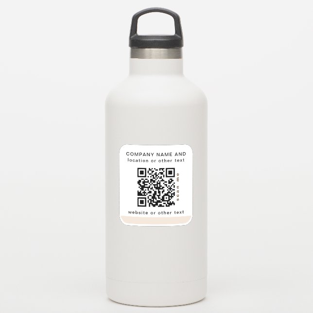 Sticker Blanc Vinyl carré Business QR code Bouteille d'eau (Gourde)
