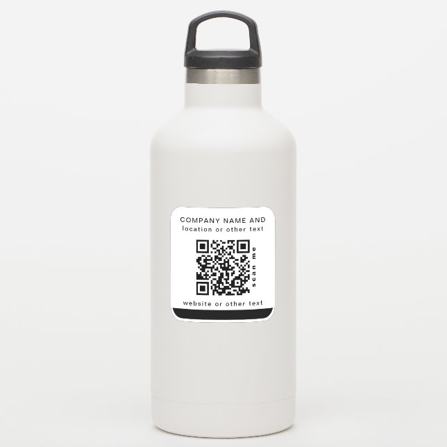 Sticker Blanc Vinyl carré Business QR code Bouteille d'eau (Gourde)