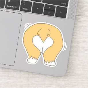 Sticker Blancs et Orange Funny Dessin des boutons de Corgi