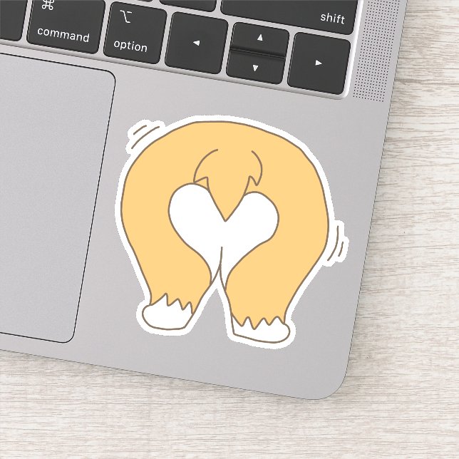 Sticker Blancs et Orange Funny Dessin des boutons de Corgi (Détail)