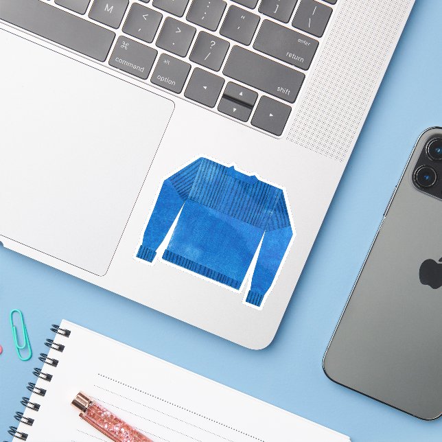 Sticker Bleu (Ordinateur portable avec iPhone)