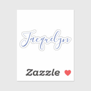 Sticker Bleu Blanc Plaine Élégant Moderne Calligraphie Nom