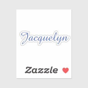 Sticker Bleu Blanc Plaine Élégant Moderne Calligraphie Nom