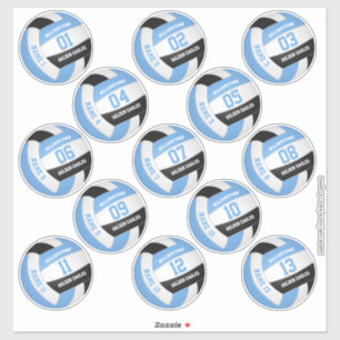Sticker bleu clair noir 13 joueurs de volley noms