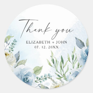 Sticker bleu Dusty Mariage Classic rond