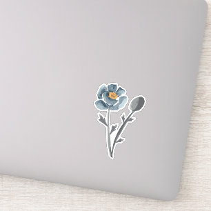 Sticker Bleu floral de pavot