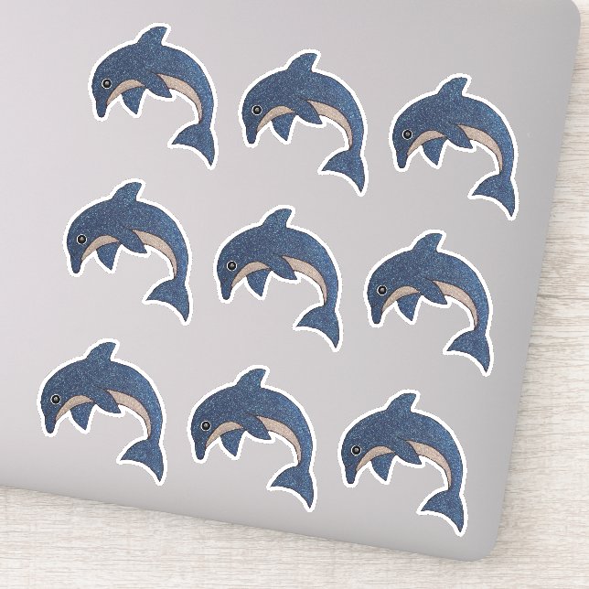 Sticker Bleu foncé Blanc Saupoudrage Dolphins Faux Parties (Détail)