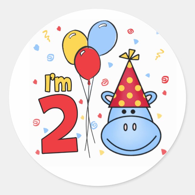 Sticker bleu Hippo Face 2e Anniversaire Classic ro (Devant)