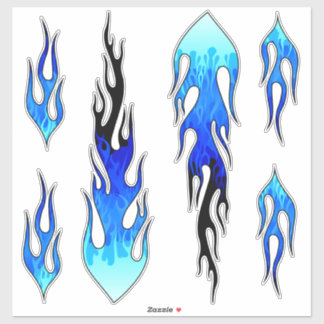 Sticker Bleu Hot Rod Flammes