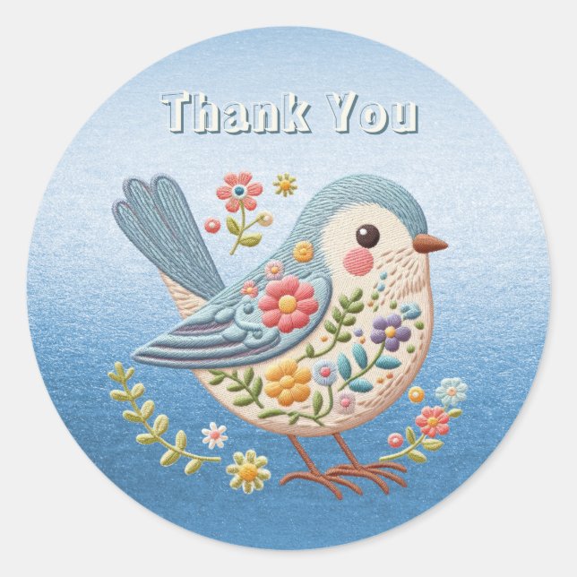 Sticker bleu Little Bird Floral (Devant)