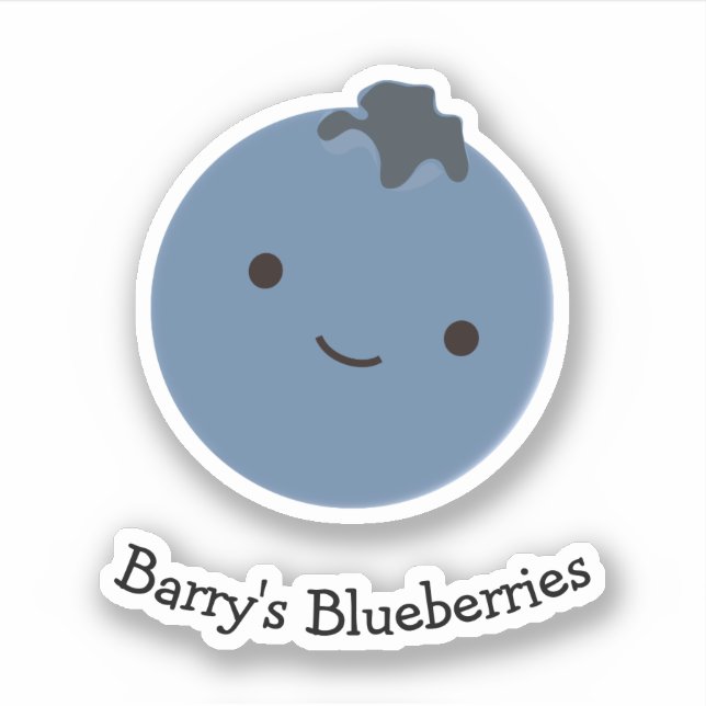 Sticker Bleu mignon Kawaii avec texte personnalisable (Devant)