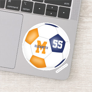 Sticker bleu orange équipe couleurs filles garçons soccer