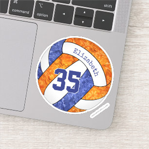 Sticker bleu orange filles volleball école couleurs