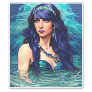 Sticker bleu Pisces Sirène Queen Art Imaginaire original