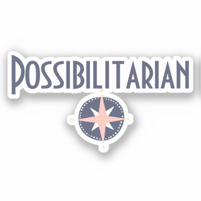 Sticker Bleu rose boussole titre de poste (Recto)