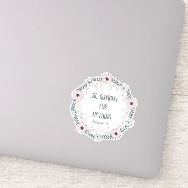 Sticker Bleu rose fleuri Bible Verse Anxiété (Détail)