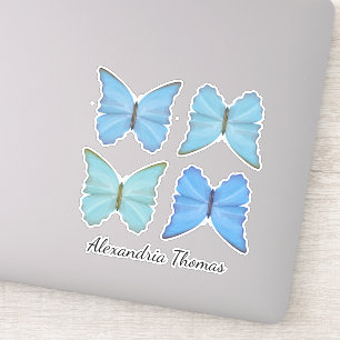 Sticker Bleu simple Papillons botaniques mignons Whimsical