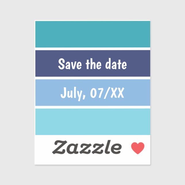 Sticker Bleu Stripé Enregistrer la date (Feuille)