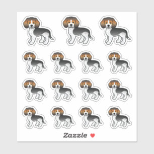 Sticker Bleu Ticked Beagle mignon Chiens de dessin