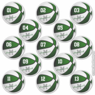 Sticker bleu vert basketball coutume 13 joueurs noms