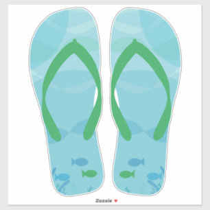 Sticker Bleu Vert Plage Flip Flops Plage Sandales