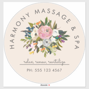 Sticker Bliss botanique Élégant texte floral courbé   Crèm