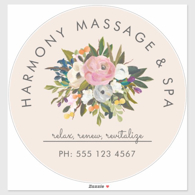 Sticker Bliss botanique Élégant texte floral courbé | Crèm (Feuille)