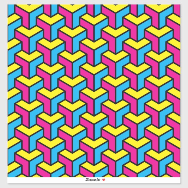 Sticker Bloc d'illusion géométrique CMYK en gras (Feuille)