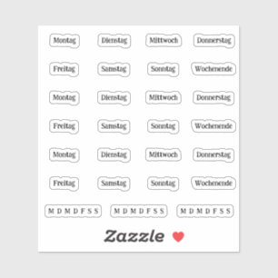 Sticker Blocs. Jours De La Semaine - Transparent (DEUTSCH)