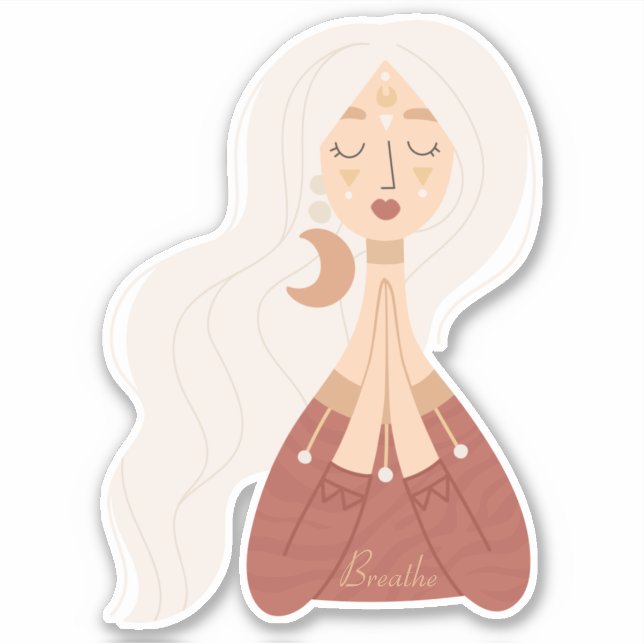 Sticker Blonde femme boho respirer l'affirmation personnal (Devant)