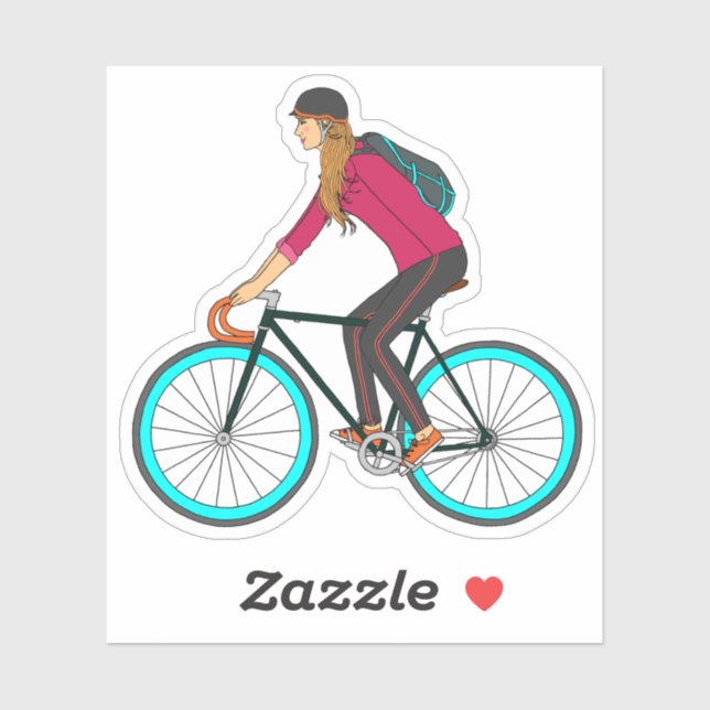 Sticker Blonde Fixie Girl Sticker_3x3 (Feuille)