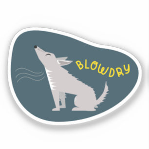 Sticker "Blow Dry" rappel de garde de chien marine et aqua