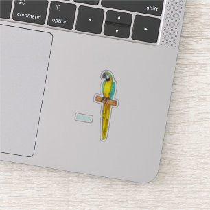 Sticker Blue-and-yellow macaw bird cartoon illustration
