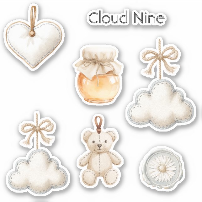 Sticker Blue Cream Cloud Nine Baby Shower or Just Because (Devant)