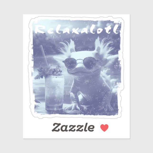 Sticker Blue Distressed Relaxalotl Axolotl (Feuille)