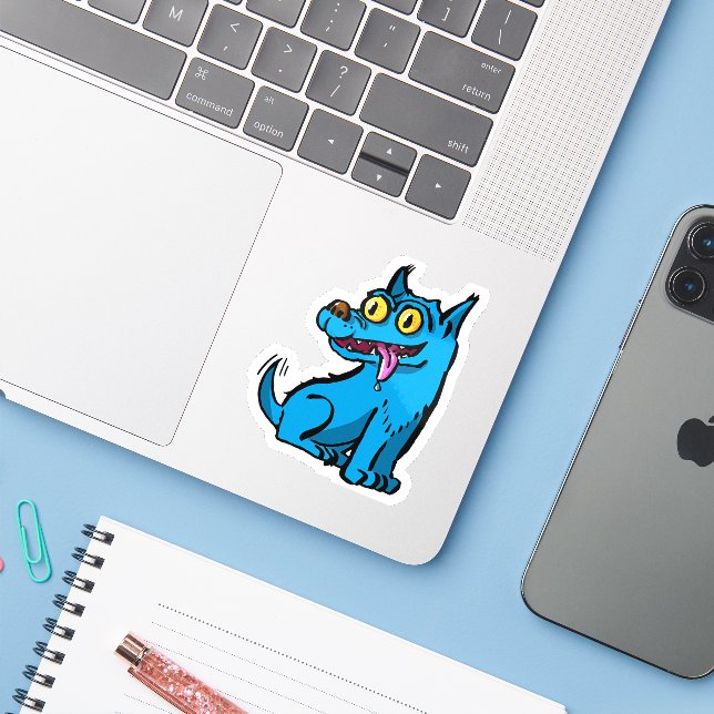 Sticker Blue dog origins (Ordinateur portable avec iPhone)
